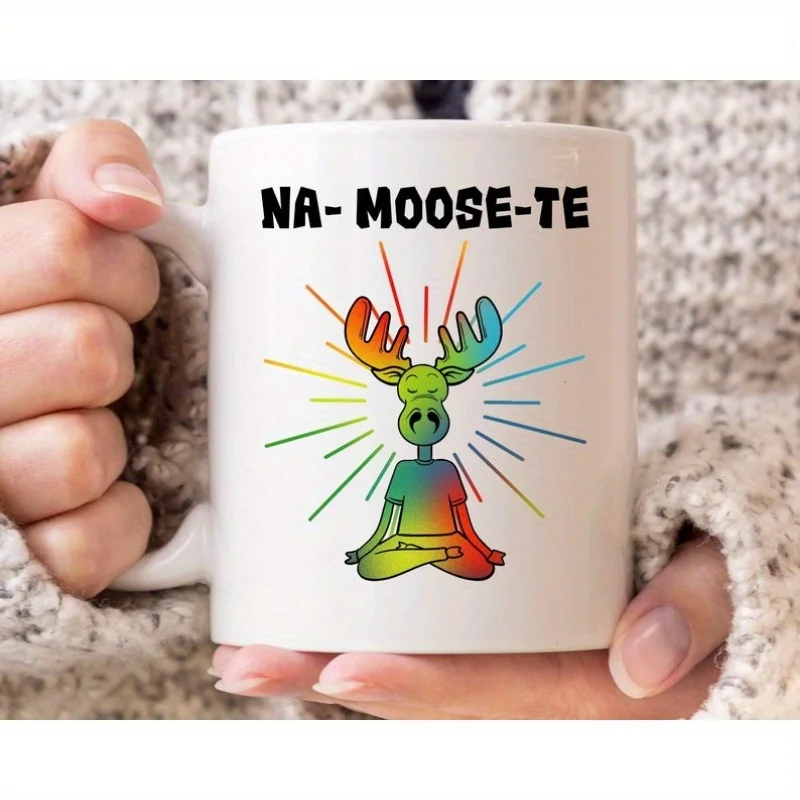 

Na-moose-te Mug, Funny Zen Meditation Coffee Cup for Yoga Instructor And Teacher, Cute Namaste Yoga Gift Idea for Vintage Moose