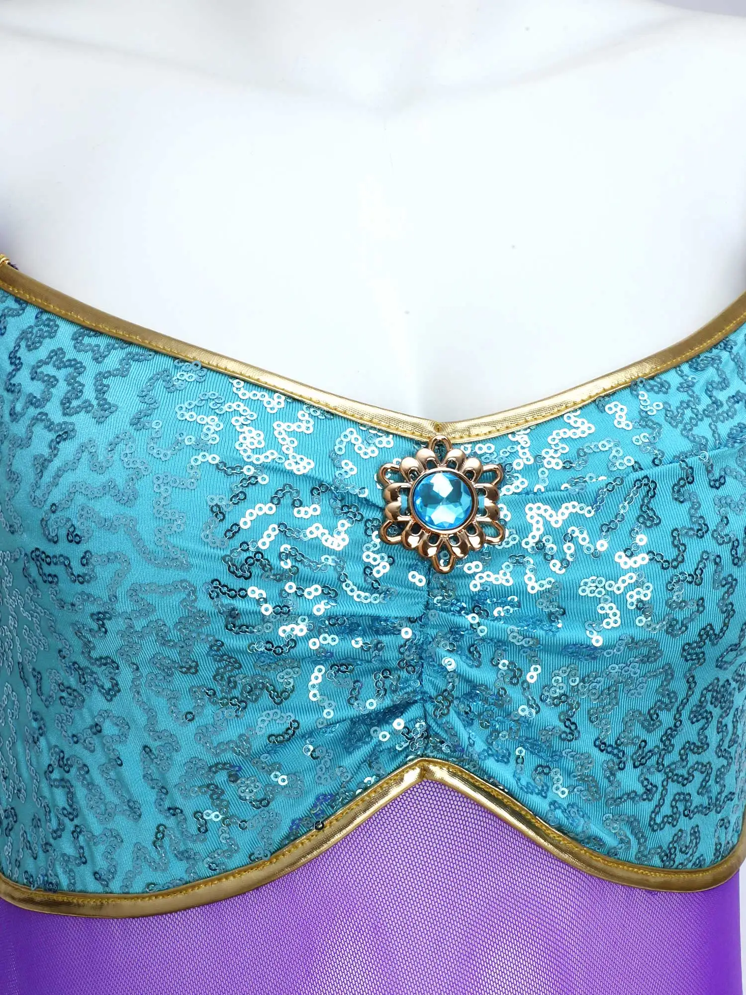 女性アラビアプリンセスコスチュームベリーダンスジャンプスーツ宝石スパンコールシアーチュールロンパースハロウィン仮装ボールパーティー用