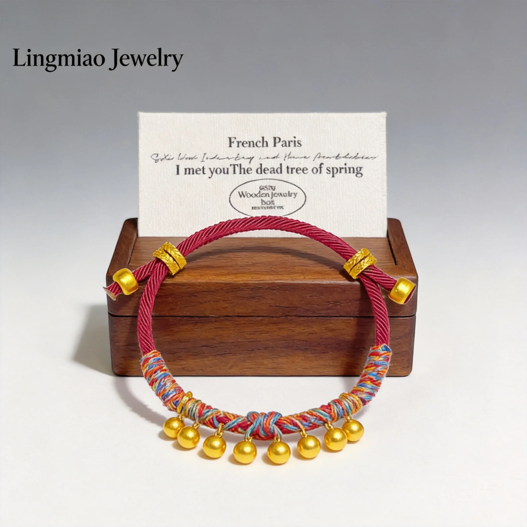 

24k Real Gold Plated Chinese Style Lucky Wealth Attracting Wheat Ear Adjustable Red String Bracelet Blessing Tibetan Hand Rope
