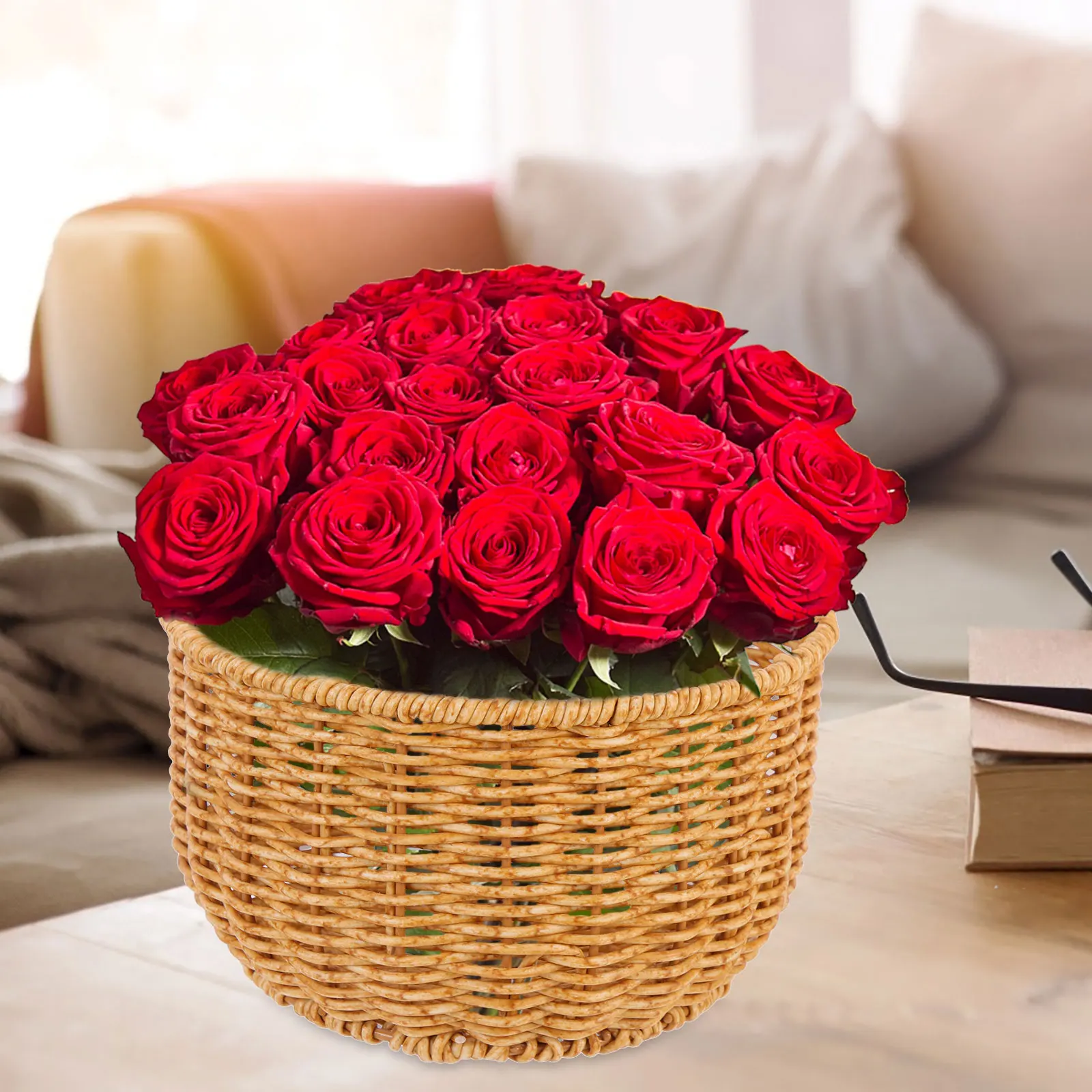 

Настенное домашнее хранилище из ротанга, подвесные товары для дома, цветочная корзина, тканая подвесная корзина, портативный контейнер для подарков