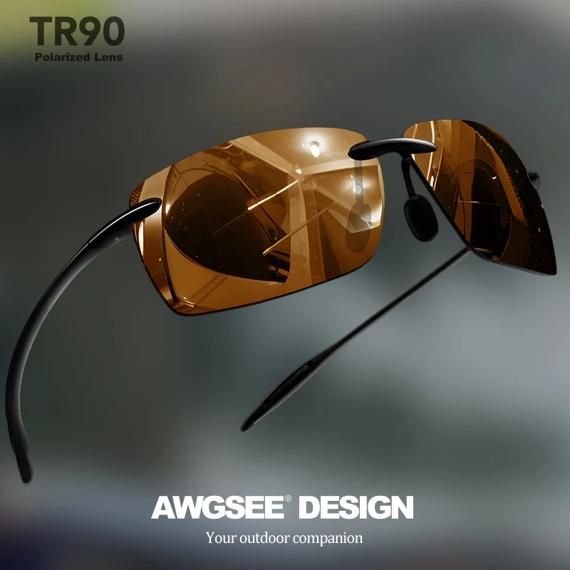 1 قطعة/2 قطعة TR90 خفيفة النظارات الشمسية الرجال العلامة التجارية بدون شفة الإطار القيادة مرآة ظلال الرياضة الصيد البيسبول نظارات #6