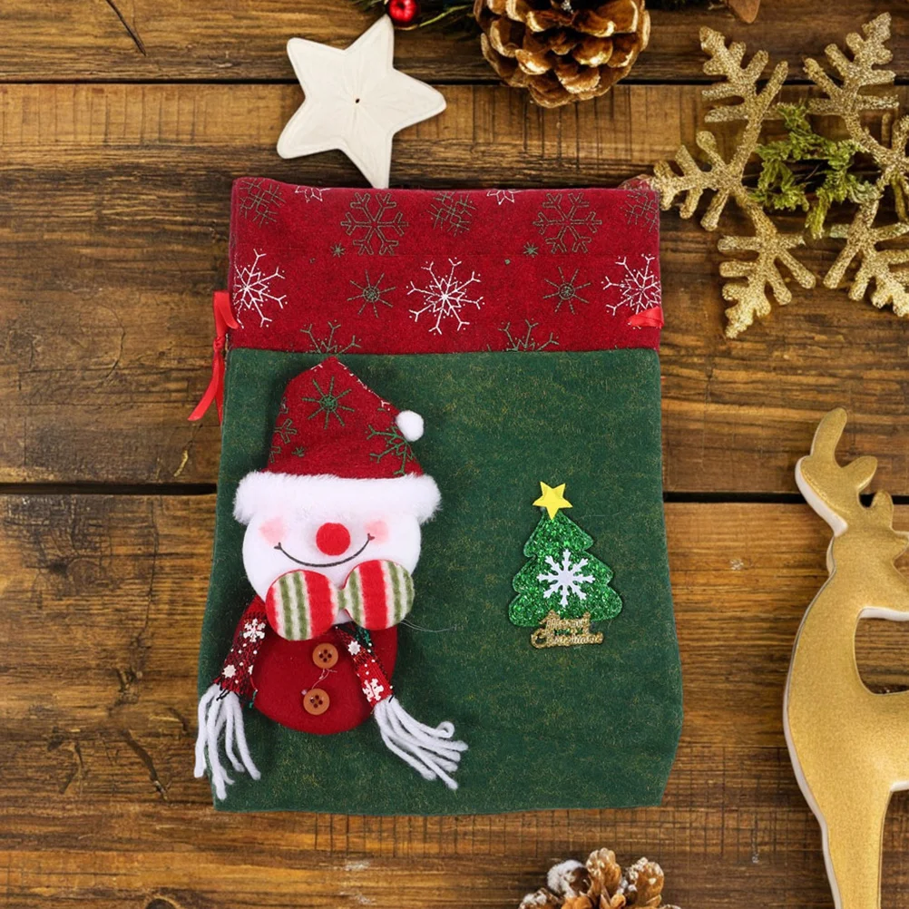 

2Pcs Christmas Felt Drawstring Bags Vintage Style Gift Pouches for Party Favors Wedding Candy Jewelry Holiday Present Wrapping