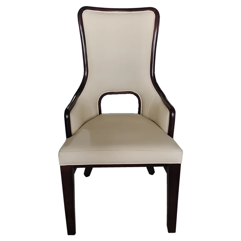 

High-end light luxury high-end modern solid wood soft bag backrest dining chair household hotel box restaurant villa club chair