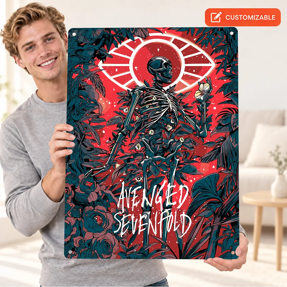 Avenged Sevenfold Aluminum Poster Personalized Metal Sign Dramatic Digital Illustration Wall Art For Bedroom Music Lover Gift