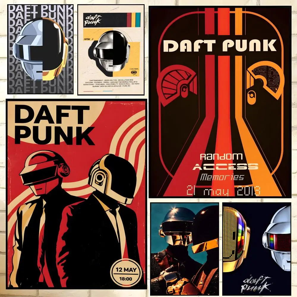 Poster  HD art sticky wall waterproof home living room bedroom bar aesthetic decoration D-Daft PunkS