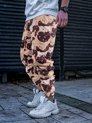 Cargo pants jogging pants men's sports casual camouflage pants woven regular spring and summer elastic waist casual outing