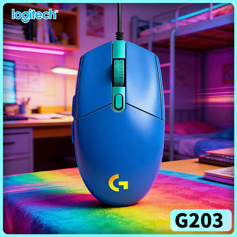 Logitech G203 Gaming Mouse 8000 DPI RGB Lighting Sync 6 Keys 85g Lightweight 2-Year Warranty Windows Mac Comfortable