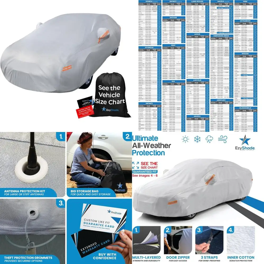 غطاء سيارة مقاوم للماء مكون من 10 طبقات لجميع الأحوال الجوية لسيارات الدفع الرباعي، سيدان - مقاس A4 (يرجع إلى مخطط الحجم) #1