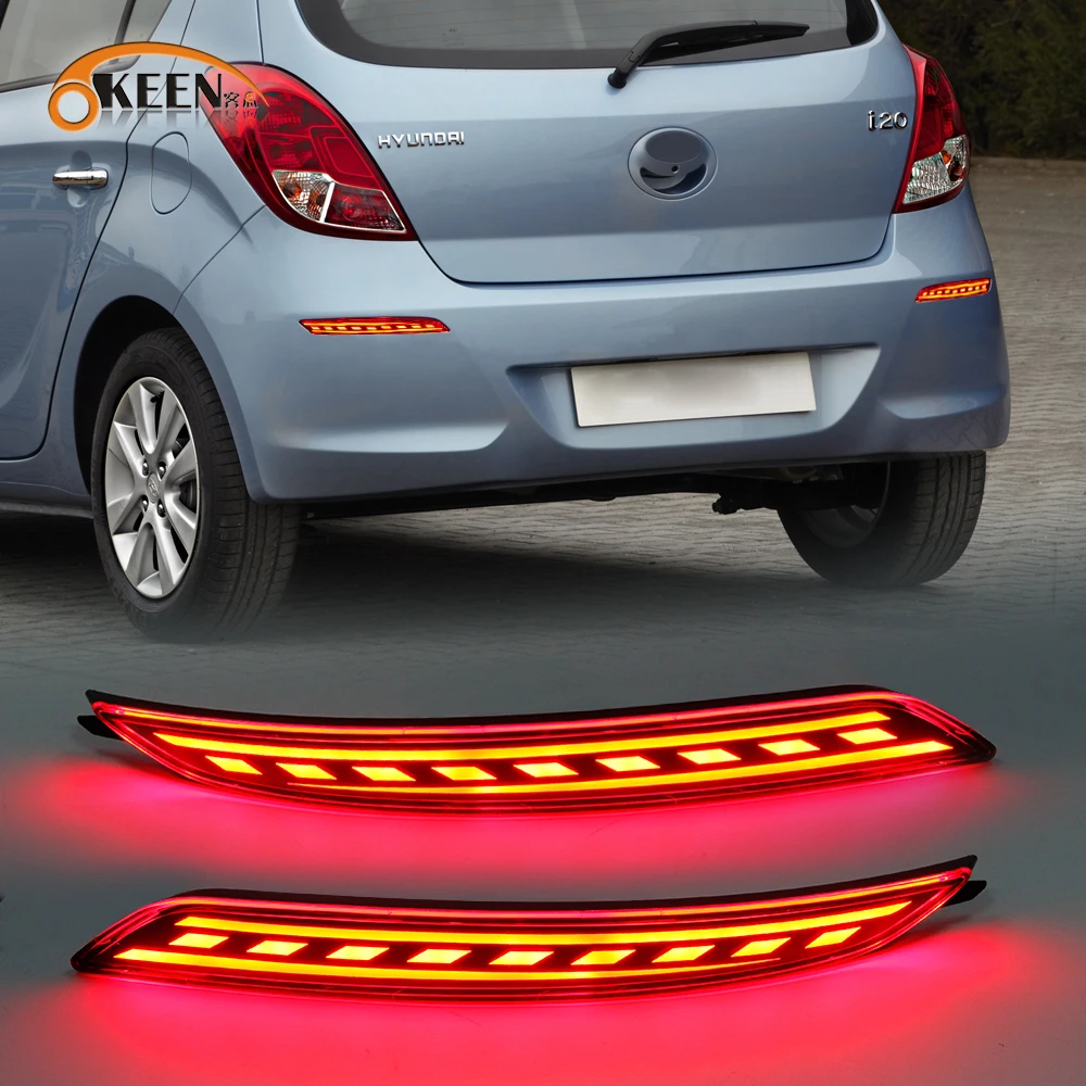 

OKEEN 2 шт. Светодиодный отражатель заднего бампера светильник s для Hyundai i20 2012 автомобильный Дневной светильник сигнал поворота светильник аксессуары для Автомобильный задний фонарь
