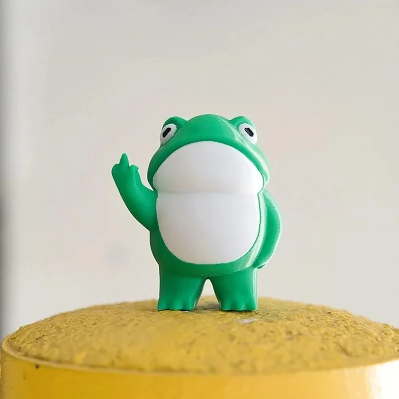 Funny Spoof Resin Frog Sculpture With Middle Finger Design Rebellious Mini Frog Statue Table Garden Household Decor