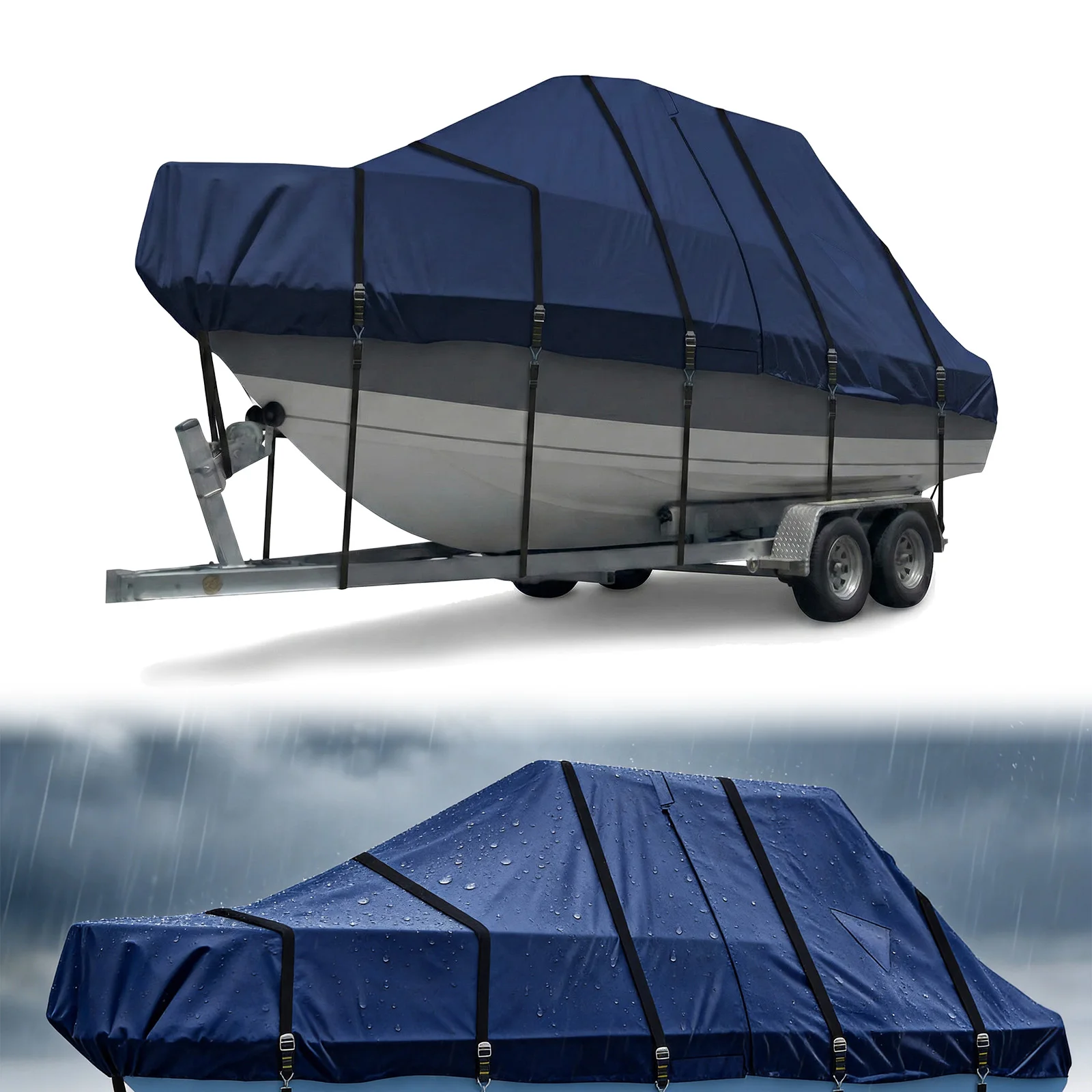 

Чехол для лодки с центральной консолью 1200D с защитой для двигателя и регулируемой застежкой, водонепроницаемый, УФ-защитный, для защиты крыши