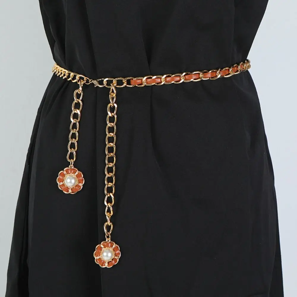 All-match Camellia Waist Chain Ladies Luxury Design Flower Chain Belt Metal Chain Waistband