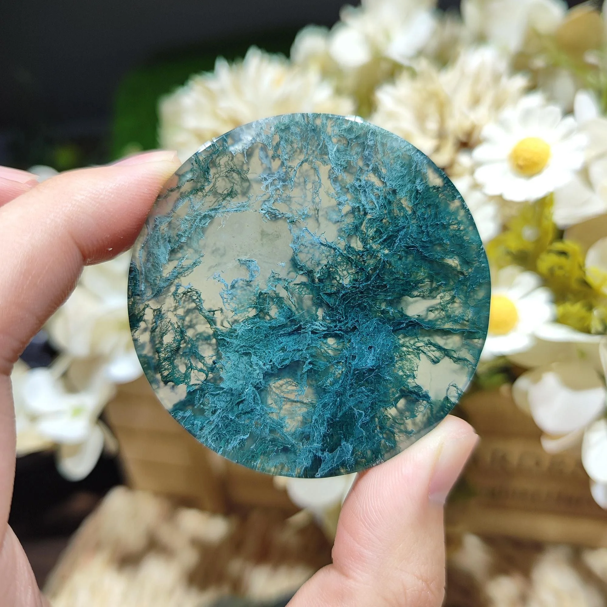 Natural Muti-material Crystal Disc Slab , 1.97 in Polished Round Stone Palm Slice,Chakra Healing