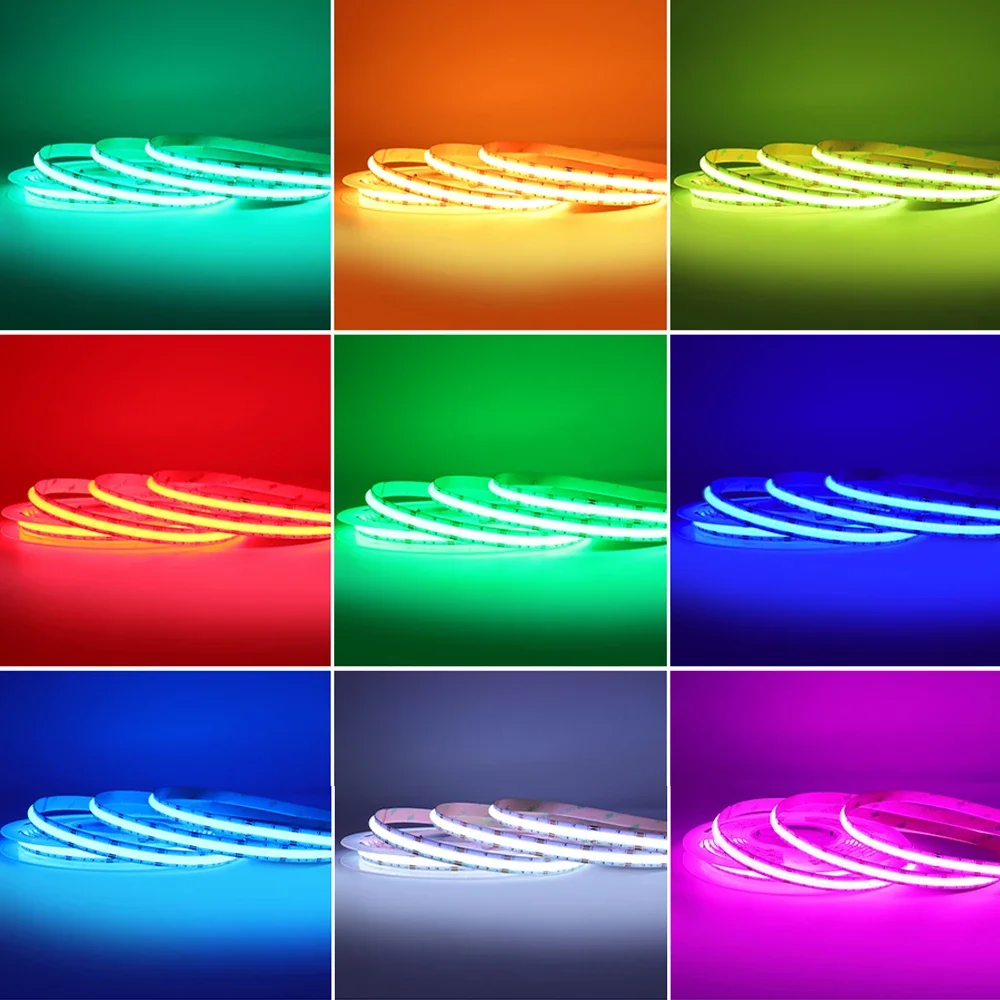 Imagem -05 - Rgb Cob Led Light Strip Smart Bluetooth App Fcob Soft Bending Lamp Decoração do Quarto Fita Decorativa Iluminação Atmosfera Dc24v