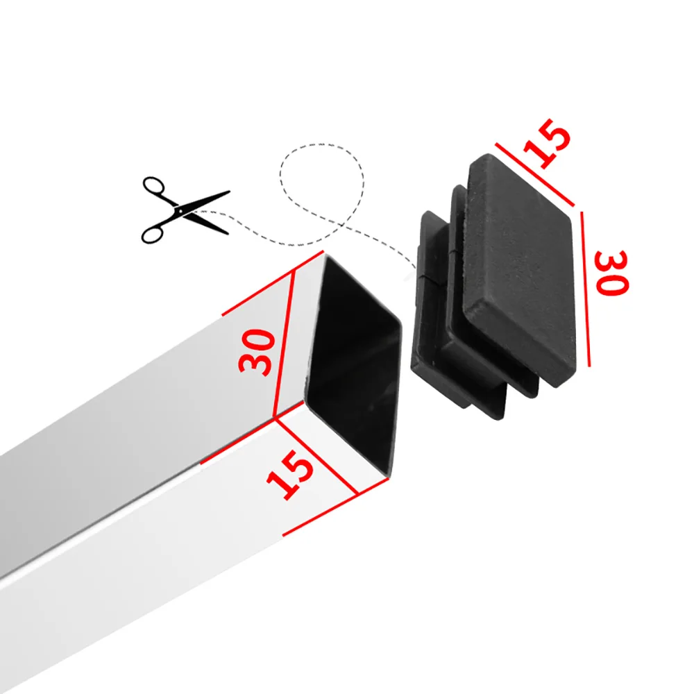 1-10pcs Rectangular Pipe Tube Cap Black Plastic Blanking End Caps Insert Plugs Bung Furniture Leg Anti Slip Feet Protector Pad
