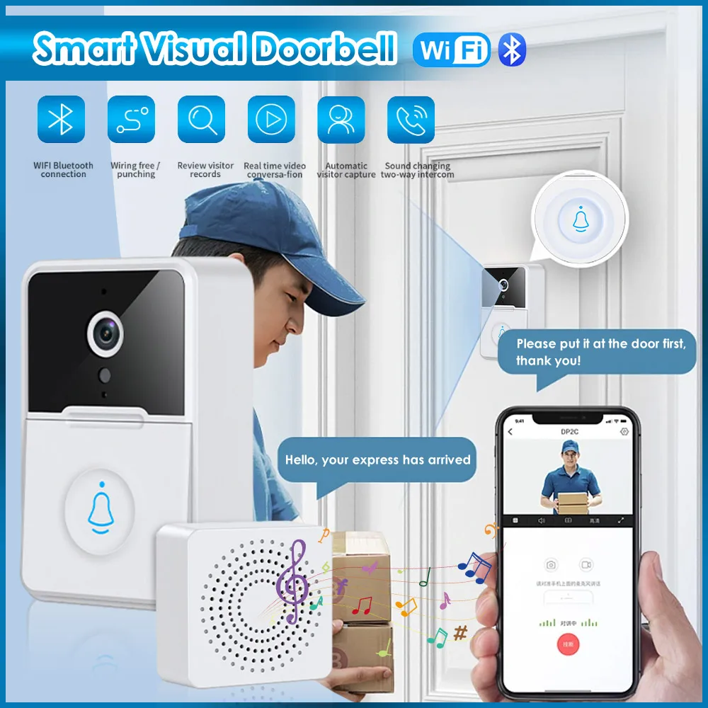 Xiaomi Wireless Doorbell Wifi Outdoor Hd Camera Security By Bell Night Vision Video Intercom Voice Change For Home Monitor