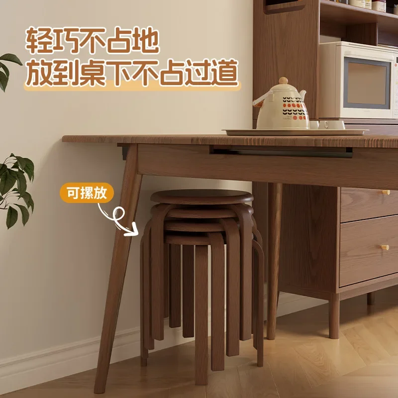 Tabouret de salle à manger Simple, rond en bois massif, pour la maison