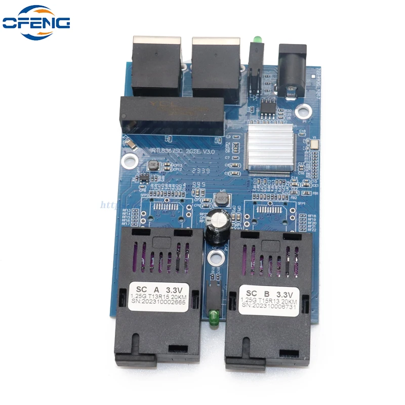 Interruptor de fibra Gigabit Ethernet, Conversor de mídia óptica, UTP, 2 SC, 2SC, 2RJ45, 10 m, 100 m, 1000m, PCB