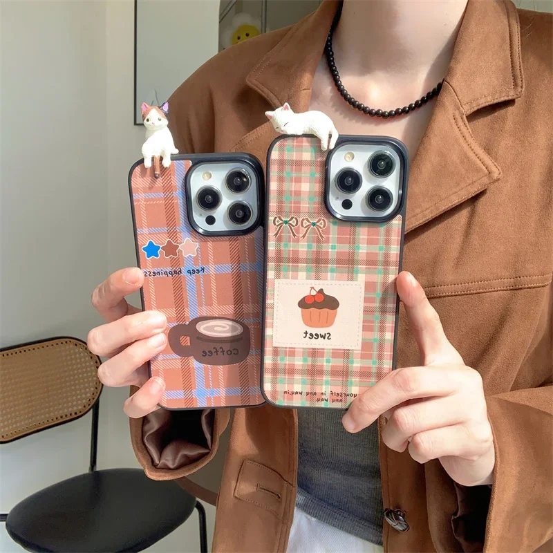 Cute Winter Cupcakes Phone Case For iPhone 16 Pro 14 15 Pro Max 13 Pro Cover with 3D Cartoons Small animals Silicone Cases Fun