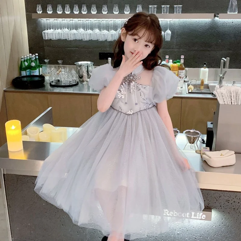 High-End2024New Summer Lepei Girls' Princess Style Dress Puff Sleeve Short Sleeve Senior Birthday Dress