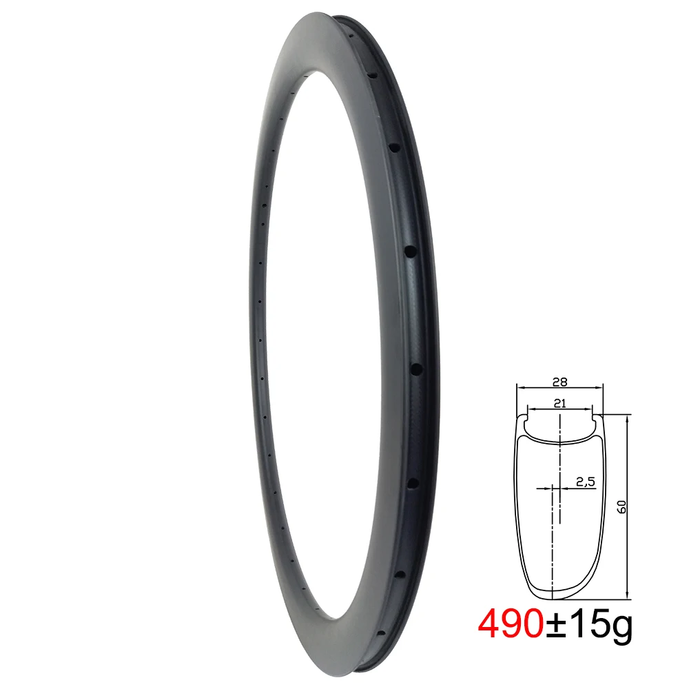 

LIENGU Top 490g Asymmetric Road Disc Carbon Rim 700c 60mm Clincher 28mm Wide 21mm Inner Gravel Wheel 20H 21H 24H UD 3K 12K