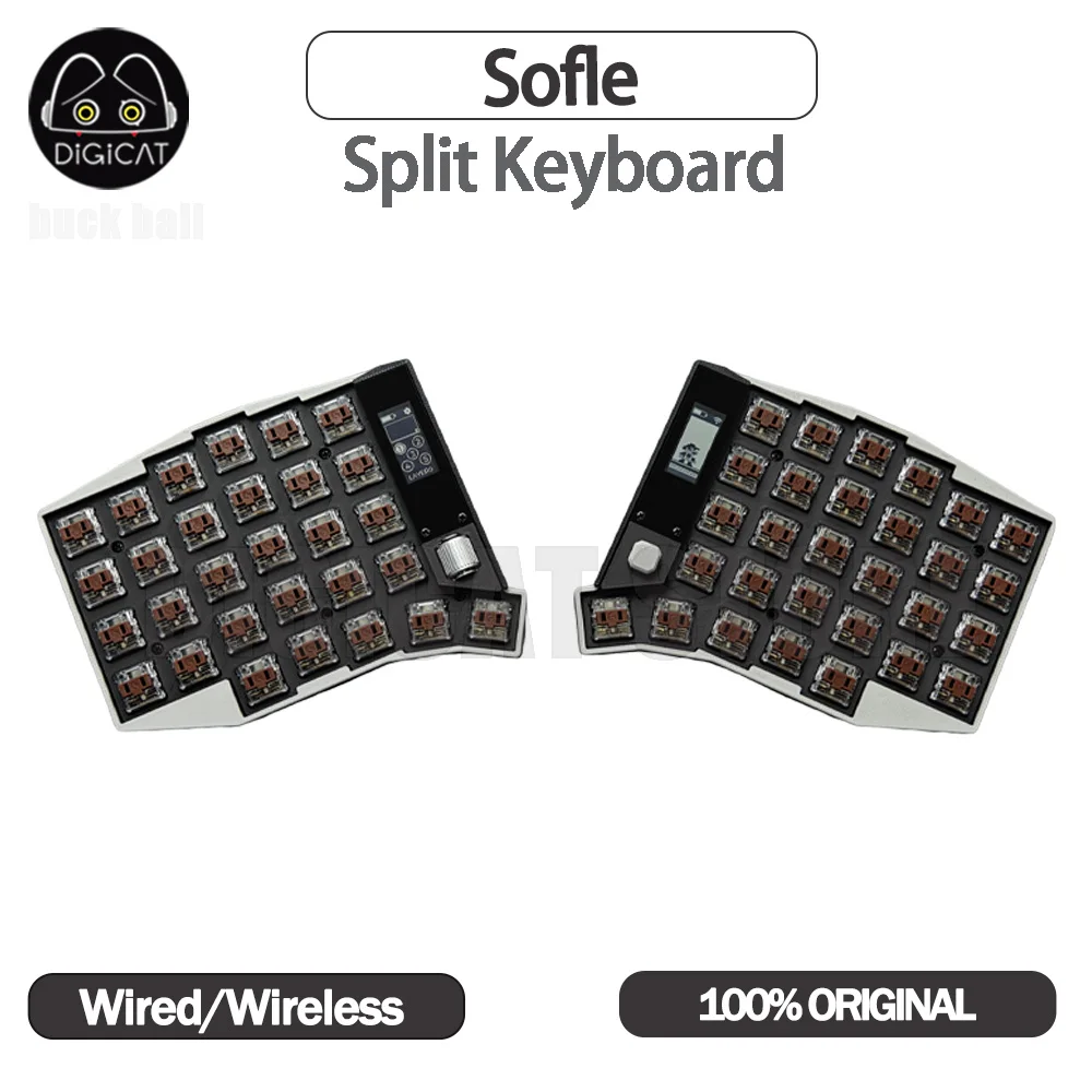 

Sofle Split Keyboard Kit 2 Mode Bluetooth Wireless Split Keyboard Kit Customize 58Keys Hotswap Choc Kaih Switch ZMK PC Accessory