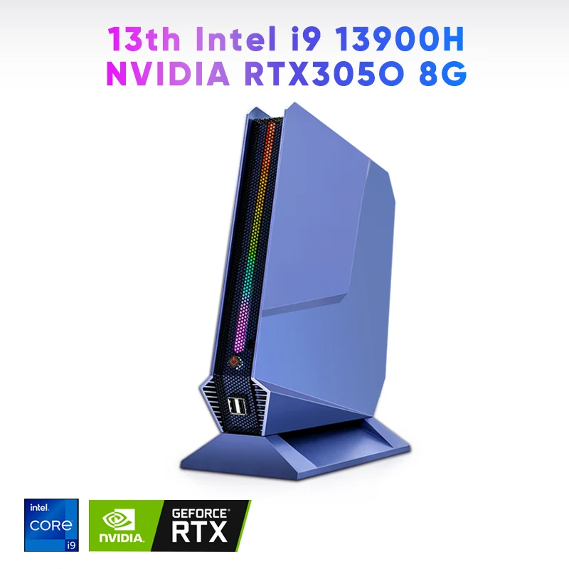 

Mini Gaming PC i9-13900H i7-13700H /RTX4060 8G GDDR6, Gaming Computer Adjustable RGB Light 2.5G LAN 4K@60Hz Win11 Pro Desktop PC