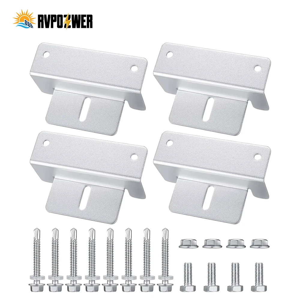 Rvpozwer 4-teiliges Solarpanel-Montagehalterungs-Set Leichtgewichtige Aluminiumhalterungen für Dächer Hinterhöfe Netzunabhängige Anwendungen