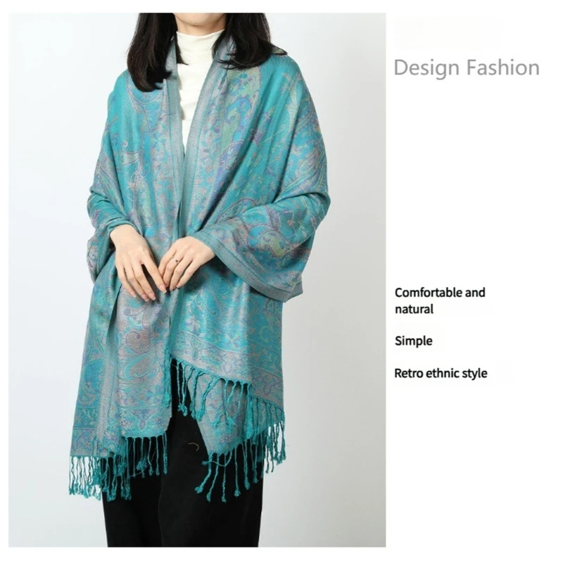 367C Bohemian Tassels Shawl Wrap Ethnic Scarf Multiuse Layering Shoulder Covers For Women Girl Everyday Use And Vacation Wear