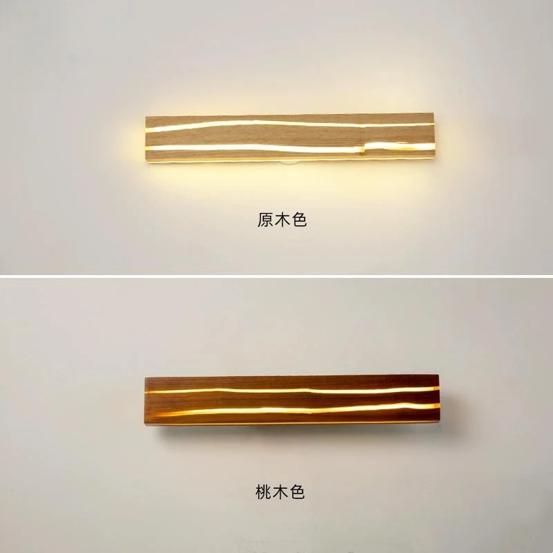 Nordic Simple Solid Wood Led Bedroom Wall Lights Crack Rotating Corridor Indoor Decor Hotel Long Strips Eye Protection Sconce