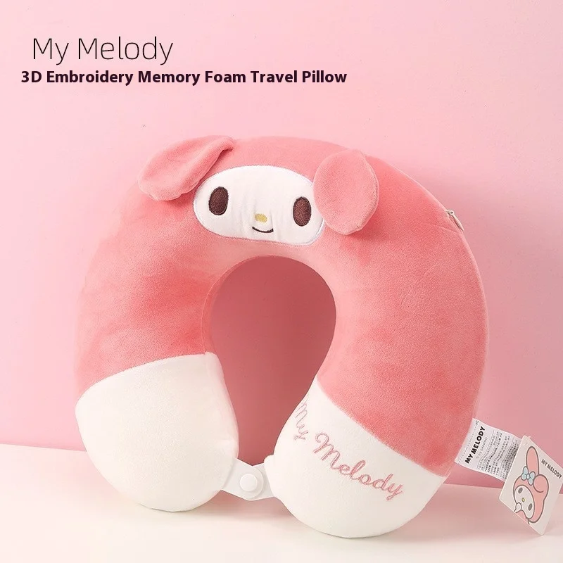 

New Sanrio Kuromi Neck Pillow Memory Foam U-Shaped Pillow Cartoon Logo Embroidery Slow Rebound Travel Nap Pillow For Christmas
