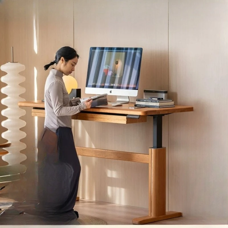 

Intelligent Electric Lifting Table Cherry Wood Solid Wood Desk Dual Motor Lifting Table Legs Workbench Desk