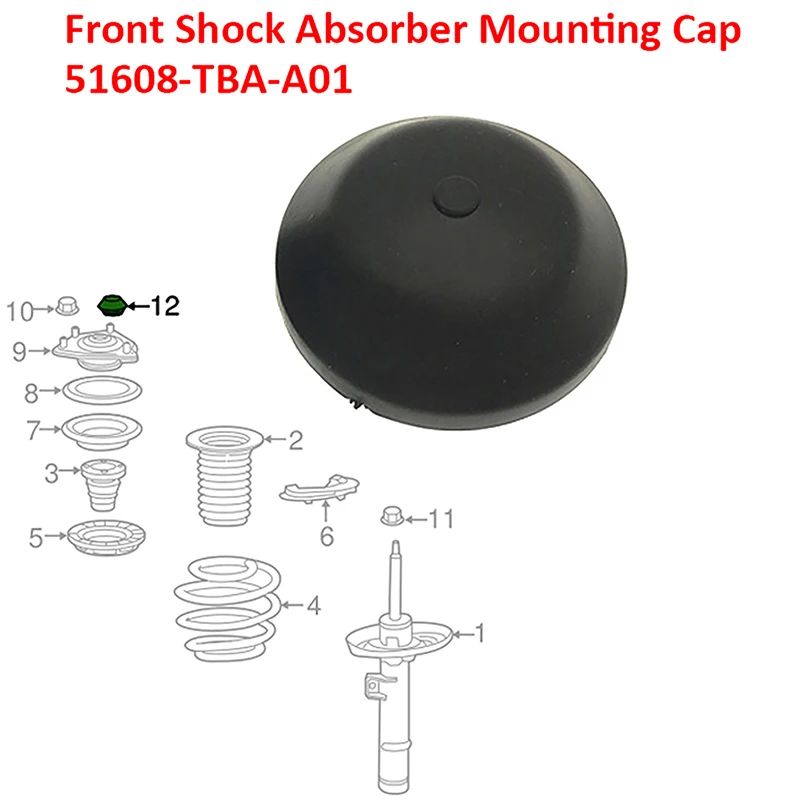 For Honda Civic 2016 2017 2018 2019 2020 2021 51608TBAA01 Front Upper Shock Absorber Mounting Cap Cover Rubber Black