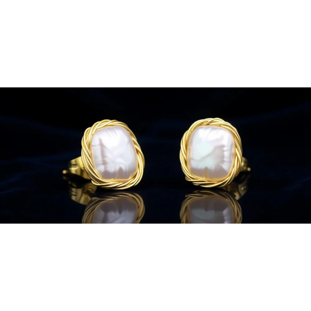 

Серьги-гвоздики с жемчугом в стиле барокко, 18-каратное золото, ручная работа, гипоаллергенные, для женщин