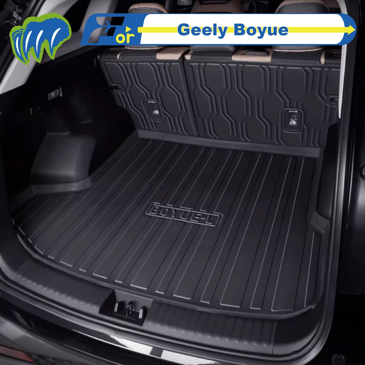 

Для Geely Boyue X 2022-2023 Custom Fit TPE Коврик в багажник автомобиля Коврик в багажник 3D-образный лазерный измерительный коврик в багажник Задний коврик в багажник