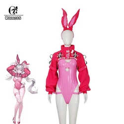 ROLECOS Alice Bunny Costume NIKKE Goddess of Victory Women Sexy Alice Cosplay Bunny Suit Jumpsuits with Coat