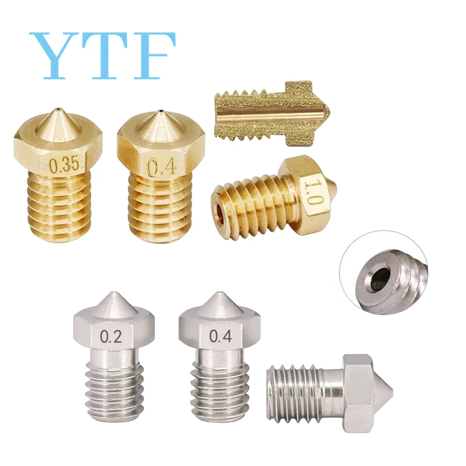 V5 V6 Stainless steel Nozzle 0.2/0.3/0.4/0.5/0.6/0.8mm M6 thread Nozzle for 3D Printer E3D 1.75/3.00MM Extruder Print Head