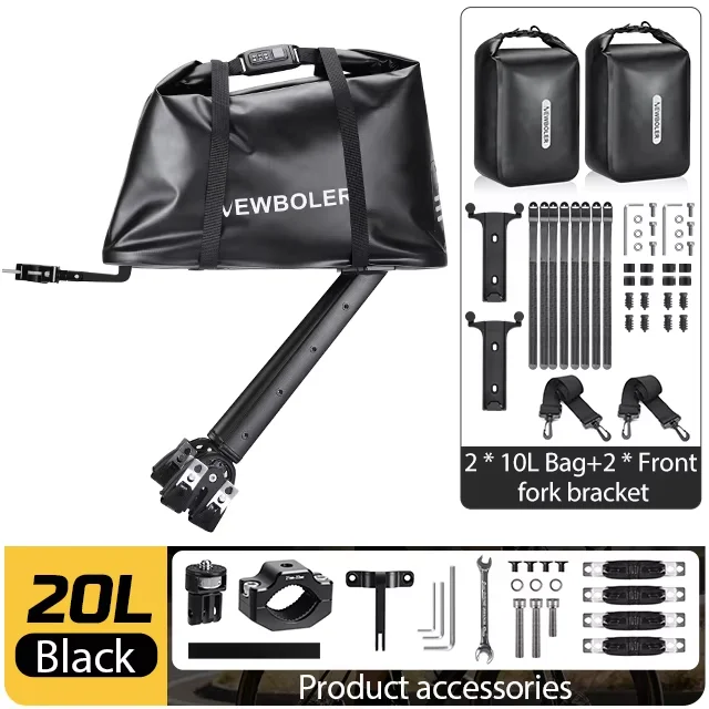 NEWBOLER 20L Aluminium Fietsbagagedrager Toegangscodeslot Fietstas Bikepacking Voor MTB En Grind Fietsenrek Plank