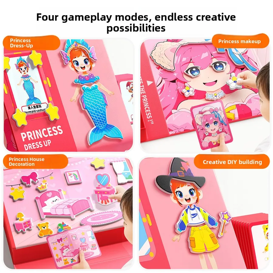 Children's Magnetic Puzzle Ages 3 To 6 Educational Princess Costume 3d Magnetic A Fun Gift Toy For Girls