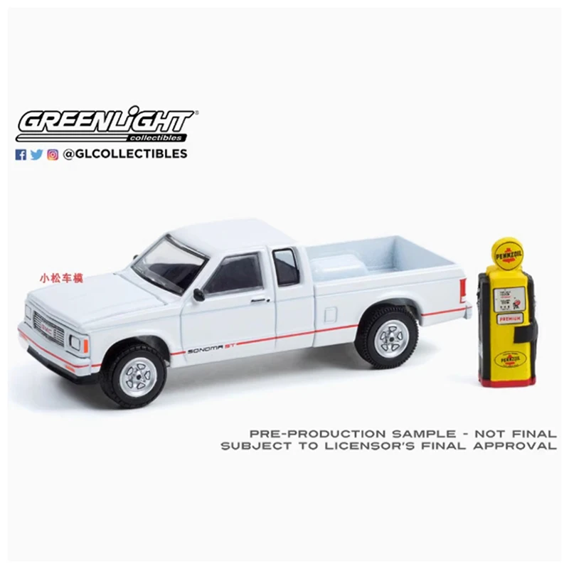 

GreenLight масштаб 1:64 1991, GMC Sonoma ST с винтажным газовым насосом Pennzoil, модель автомобиля из сплава, статическое украшение, коллекционные игрушки, подарок