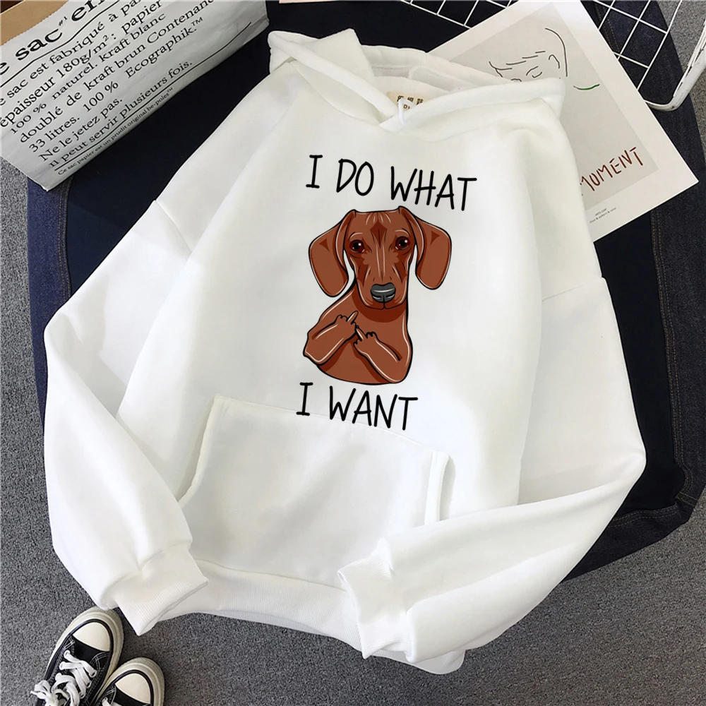 Dachshund hoodies women streetwear Fleece japanese aesthetic sweater female 90s Pullover