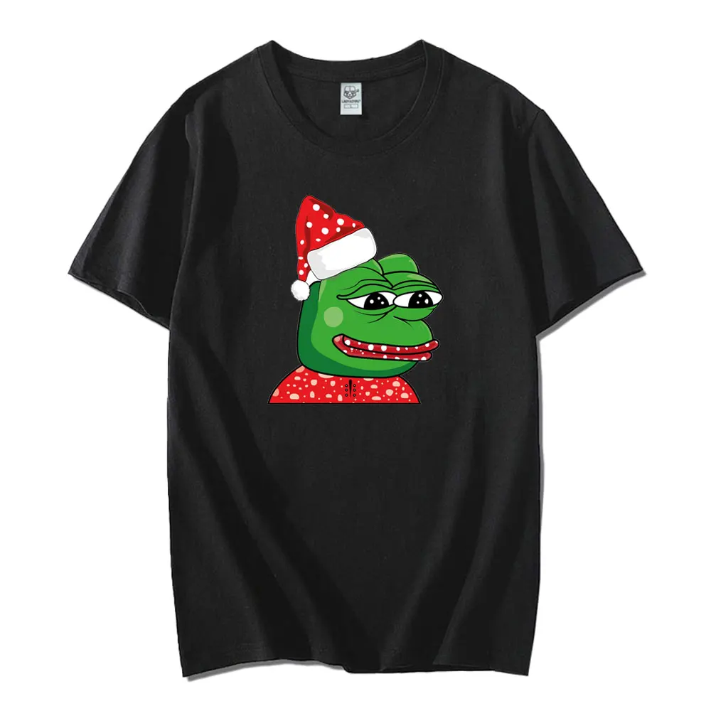 Cartoon Pepe Frog Christmas T Shirts Funny Graphic T Shirt Frog Humor Fun Offensive Y2k Clothes Fashion Streetwear Cotton Shirts