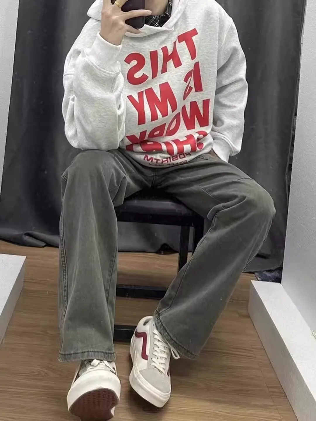 

Waed American Sle Men's Jeans CleanFit Straight Leg Knife Cut High Street Vibe Autumn Season mid Waist Zipper Closure