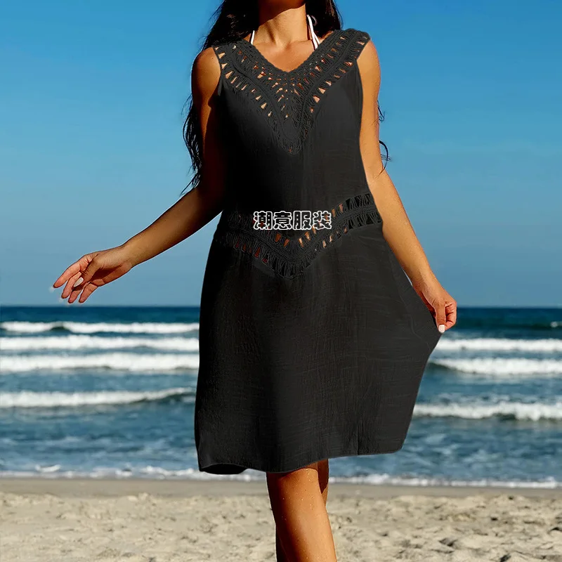 Summer New Cover Up Dress Cover Up Women 2024 Fashion Casual Beach Dress Bikini Cover Up Beach Short Dresses Clothing