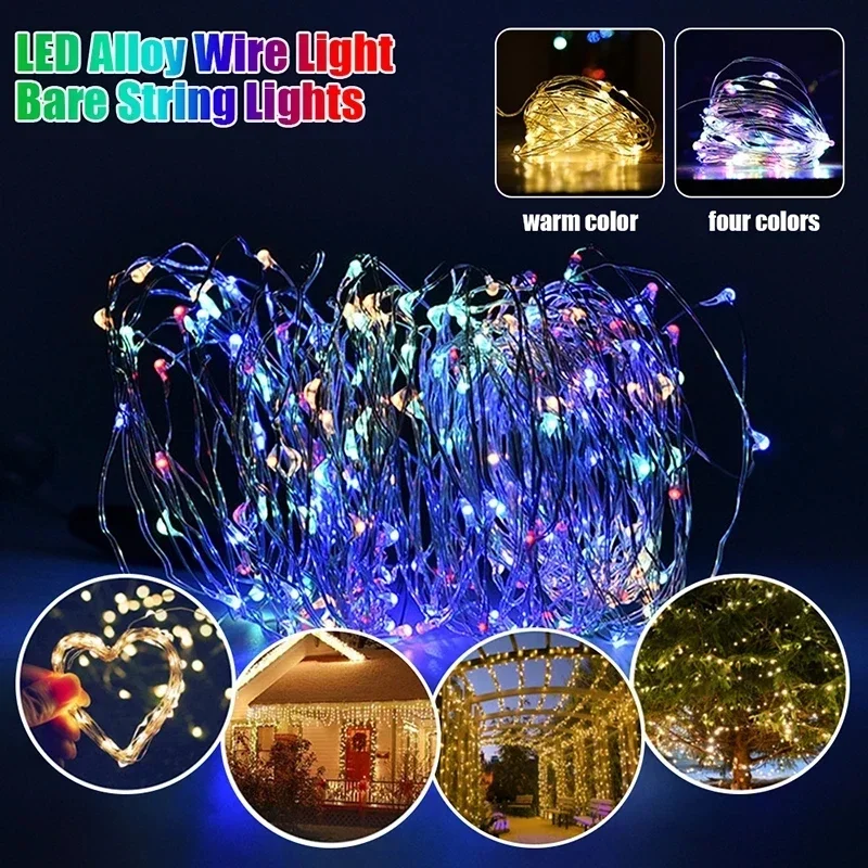 Christmas Party Cr2032 LED Copper Wire String Fairy Light Strip Lamp Waterproof 50 100LEDs for Wedding Holiday Home Decoration.