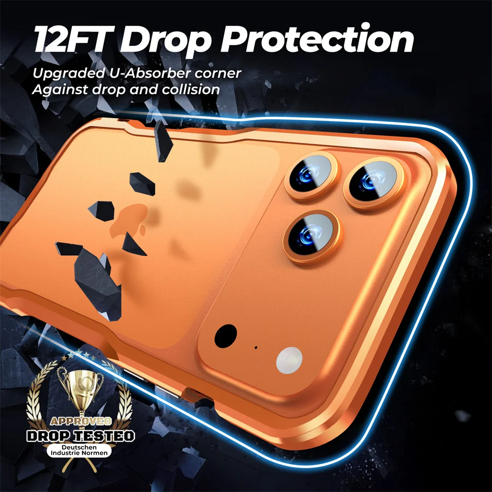 Lekka aluminiowa ramka metalowa do etui na iPhone 17 Pro Max, Air 16, 15 Plus, 14, 13 Mini, 12, metalowy bumper, odporna na wstrząsy osłona z ochroną obiektywu. — zdjęcie produktu 5