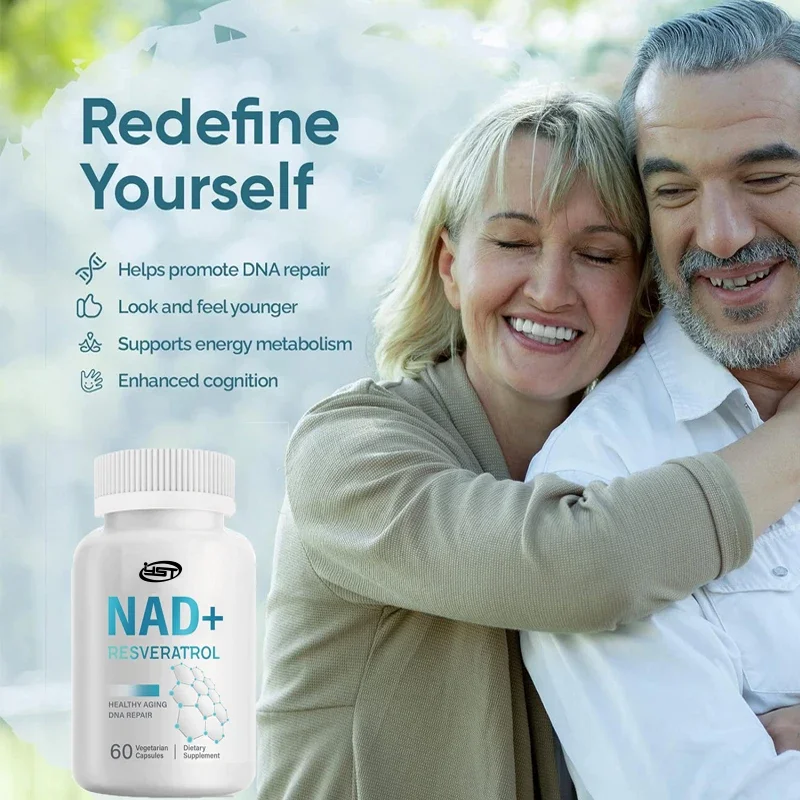 4-in-1NAD+supplement 1000MG maximum absorption -60 capsules promote energy metabolism, DNA repair looks younger