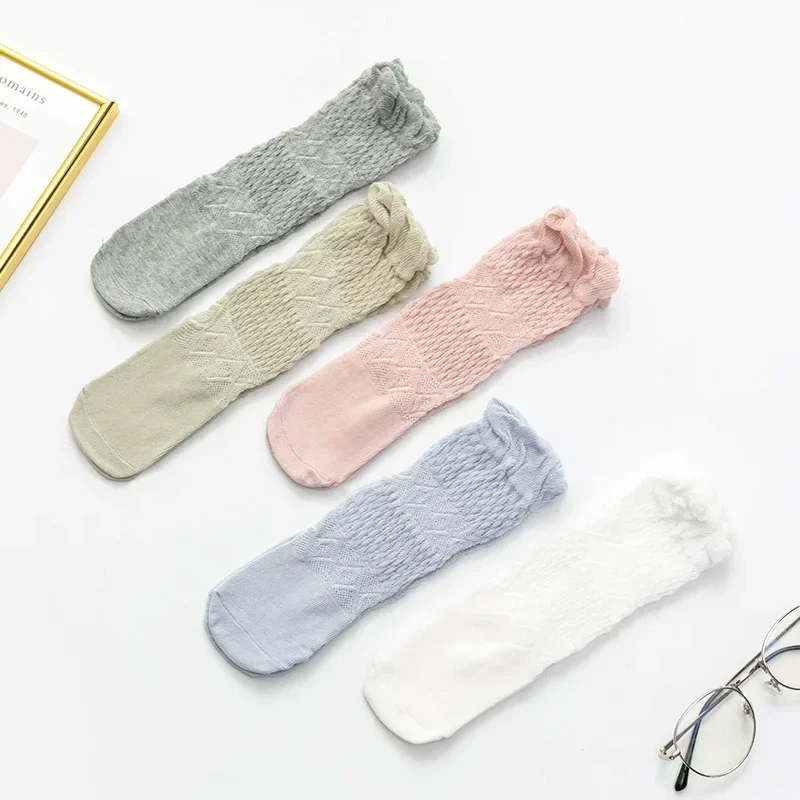 

Новые весенне-летние тонкие сетчатые чулки для новорожденных, однотонные мягкие носки с рюшами для маленьких девочек, гольфы