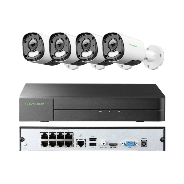 

GAU-YUFD-M8SS-K4 Gcraftsman 4K 8MP ColorVU Dual Light Night Vision IP POE Security Security Camera System NVR Package Kits
