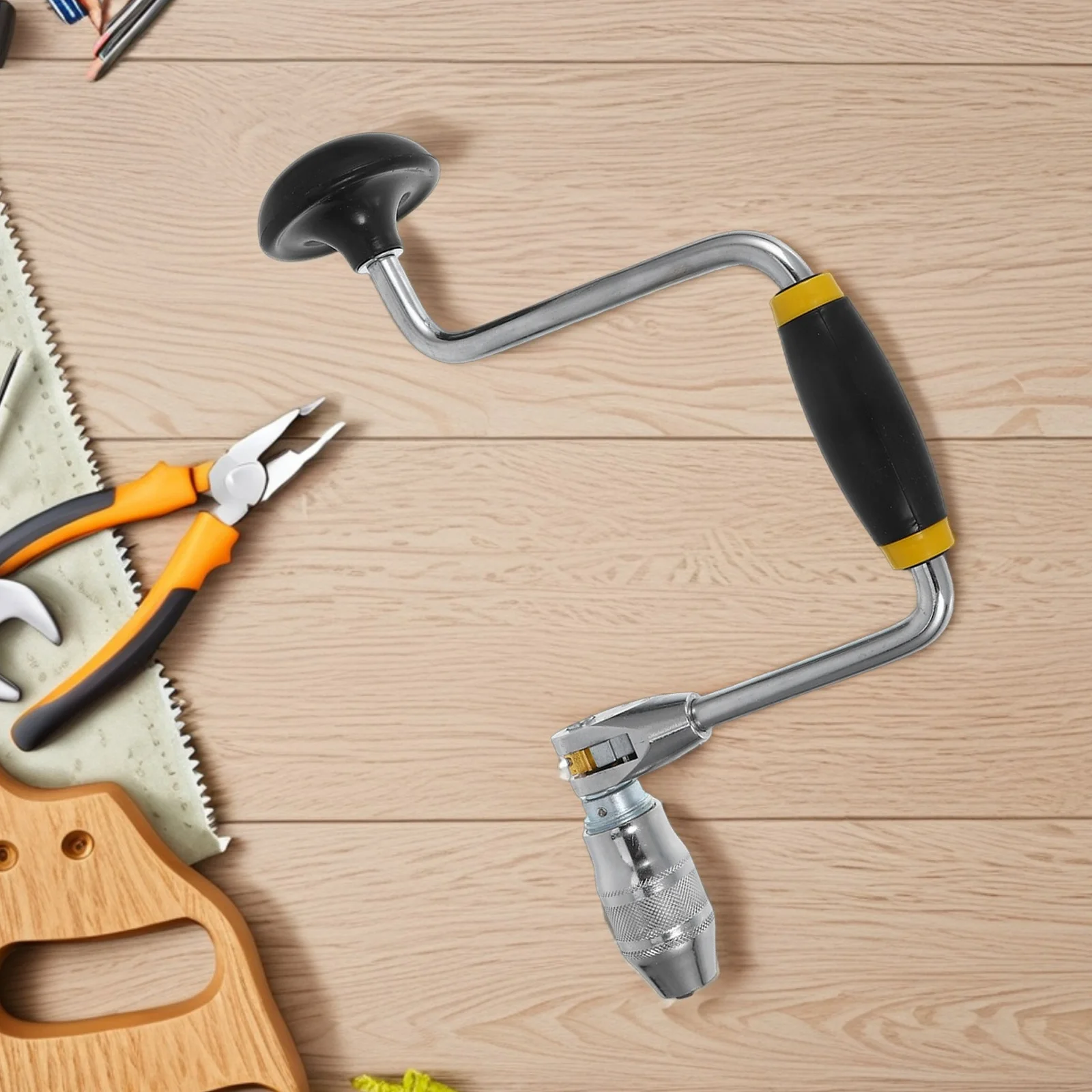 Trapano manuale a mano Manico antiscivolo Strumento per punzonatura in acciaio per la lavorazione del legno Creazione di gioielli Strumenti artigianali di carpenteria Durevole